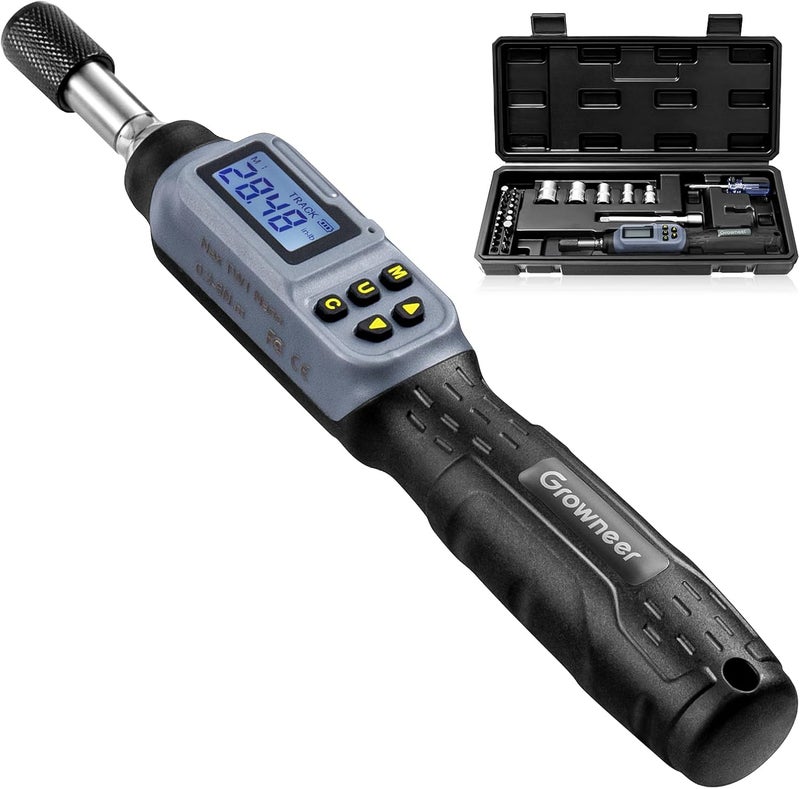 GROWNEER Digital Torque Screwdriver, 2.66-53.1 In-lbs/0.3-6 Nm, 1/4'' Drive Inch Pound Torque Screwdriver Electrician with Buzzer & LED Indicator, 27 In 1 Torque Wrench Screwdriver Set - Image 1